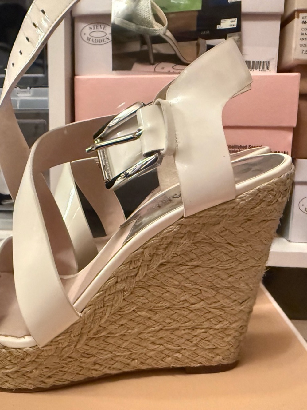 Michael Kors white Espadrille Wedge Sandals with Cross Straps - Picture 2 of 5